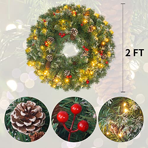 24 inch Pre-Lit Christmas Wreath Decoration