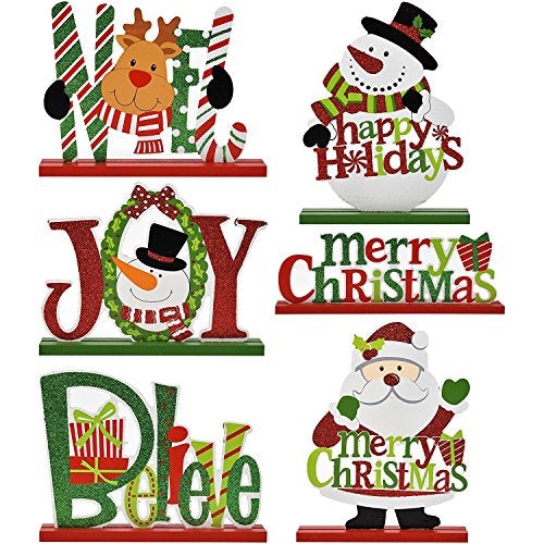 6 Christmas Table Decorations Happy Holidays Centerpiece