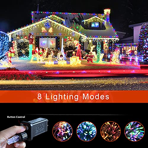 Christmas Star String Lights 317 LED  Waterproof String Lights with Star Topper, 8 Lighting Modes Waterfall Lights for Tree Decor