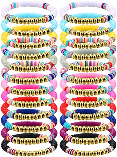 Holiday Special Bundle! 24 Pieces Heshi Colorful Surfer Rainbow Vinyl Bead Bracelets Set