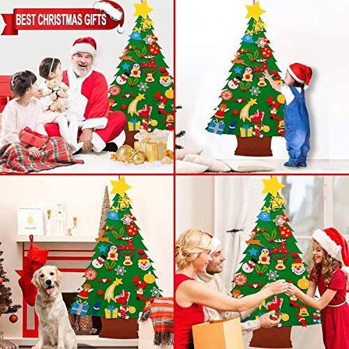 4 Ft Tall Christmas Tree Set with 34 Pcs Ornaments for Toddler Children, Christmas Crafts Gifts Kids Party Supplies