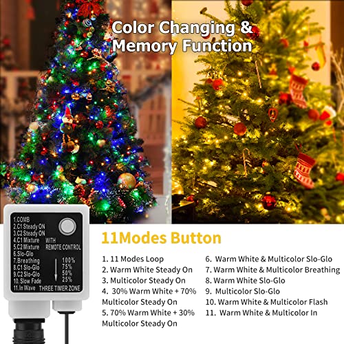 Color Changing Christmas Lights 180FT 500 LED UL Certified 11 Modes