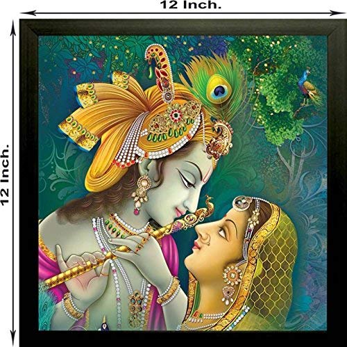 Radha Krishna Framed Painting UV Textured Design Religious Wall Art Decor Showpiece Figurine Idol Statue