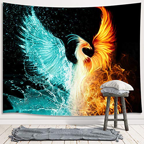 Water Ice & Fire Rising Phoenix Tapestry Wall Decoration (60W X 40H)