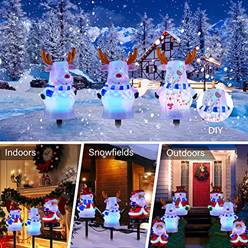 3 in 1 LED Plug In Landscape Path Lights for Holiday Decoration, Snowman Santa Reindeer