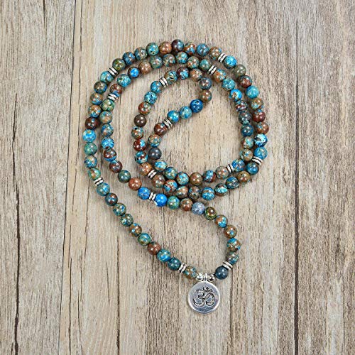 Yoga Symbol Pendant Charm 108 Mala Beads Meditation Bracelet Necklace