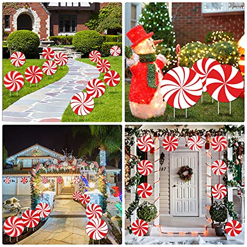 12 Pieces Christmas Peppermint Yard Stakes Decoration