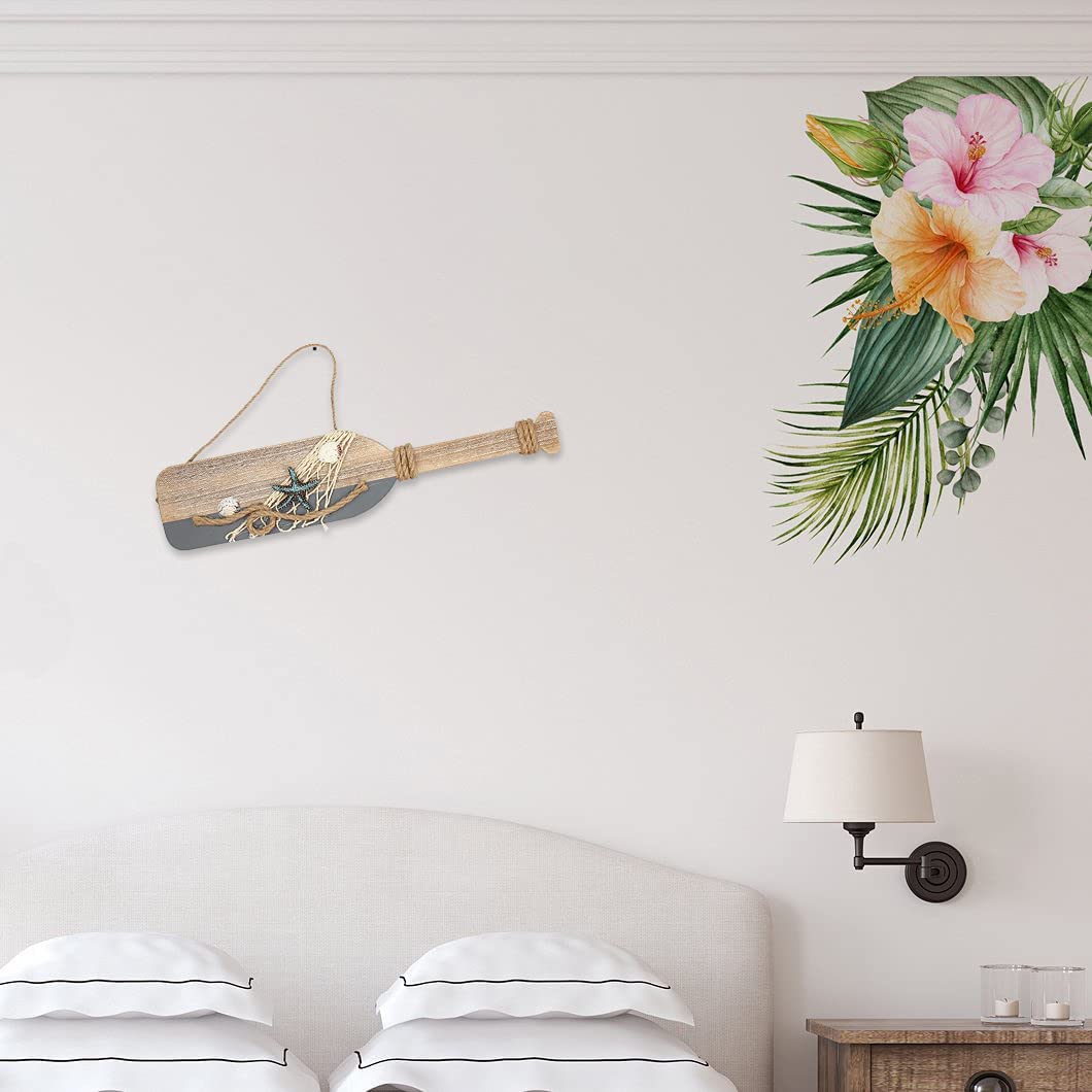 Nautical Paddle Decoration with Starfish & Shells Hanging Home Decoration