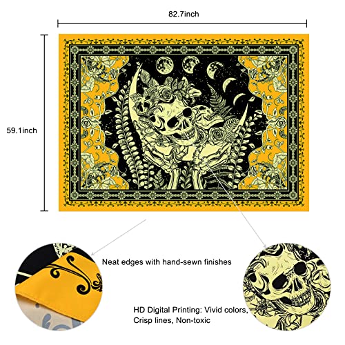 Skull Floral Skeleton Tapestry Tarot Moon Phase Wall Decor