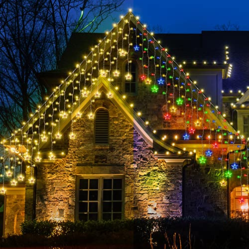 150 LED Icicle Christmas Lights w/ Stars