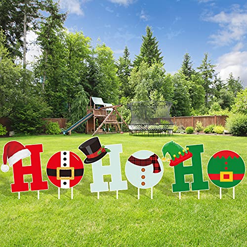 6 Pieces Christmas Holiday HOHOHO Yard Sign w/ Stakes