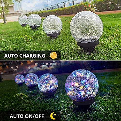 2-Pack Garden Solar Lights Decorative-  Cracked Glass Globe