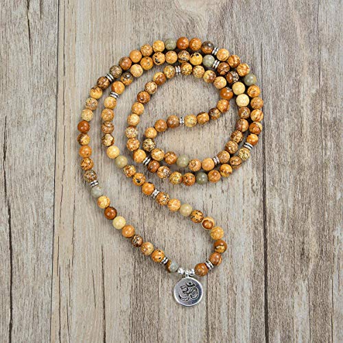 Yoga Symbol Pendant Charm 108 Mala Beads Meditation Bracelet Necklace