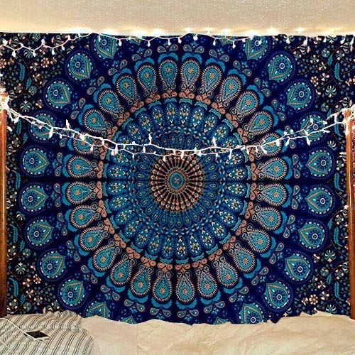 Wall Hanging Bohemian Psychedelic Peacock Mandala Tapestry