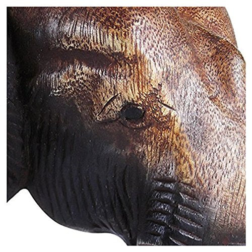 Wood Elephant Head Hand Carved for Wall Decoration