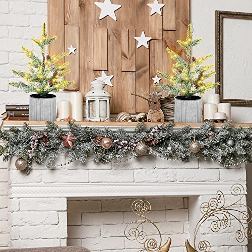 Tabletop Christmas Tree with Lights & Pinecones
