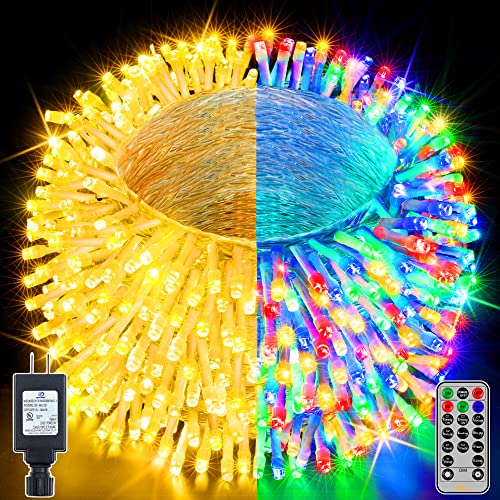 207FT 630LED 11 Modes Warm White to Multicolor Christmas Lights