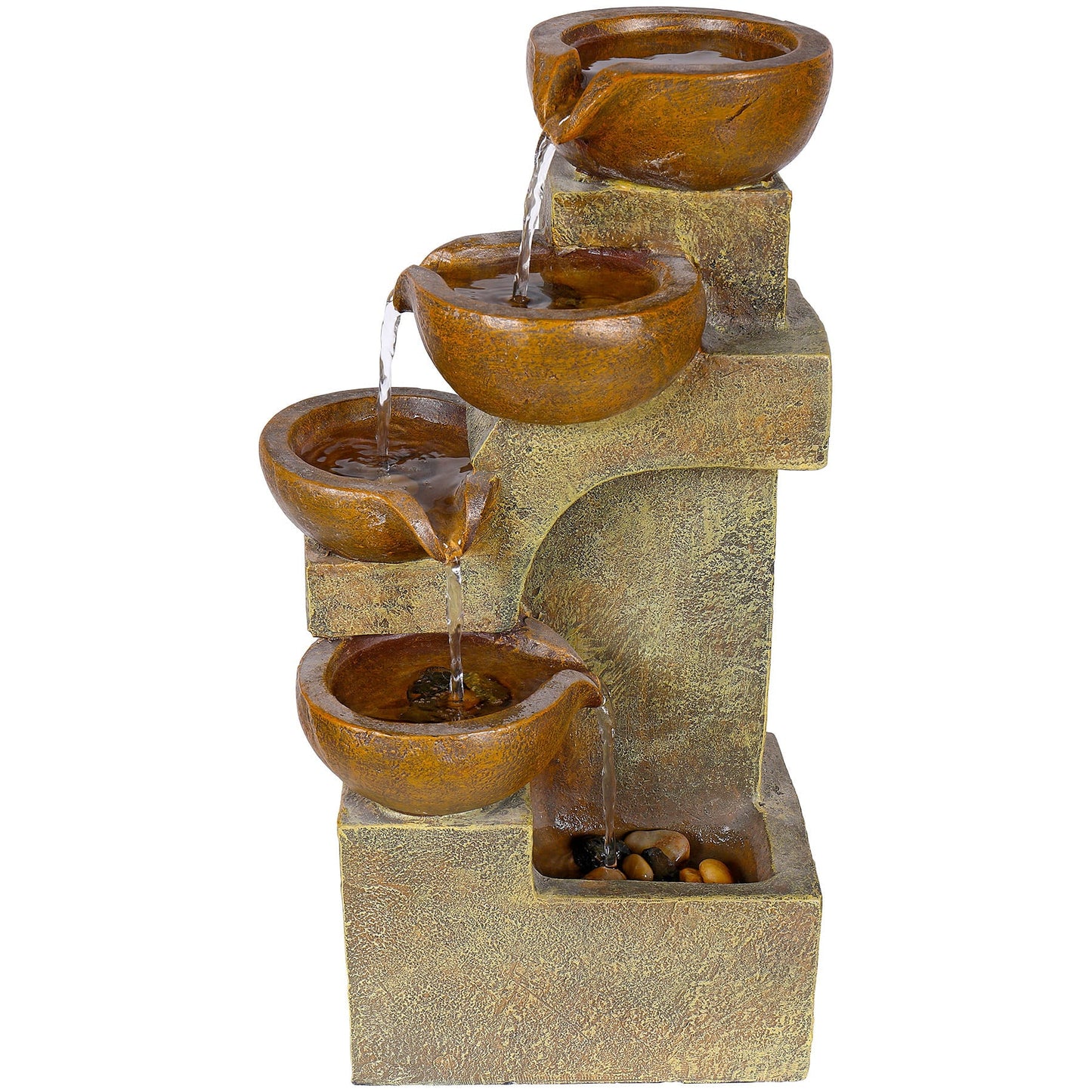 17" 4-Tier Southwestern Cascading Tabletop Fountain