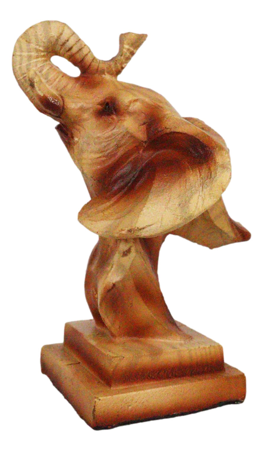Safari Wildlife Elephant Bust Wood Carving Figurine