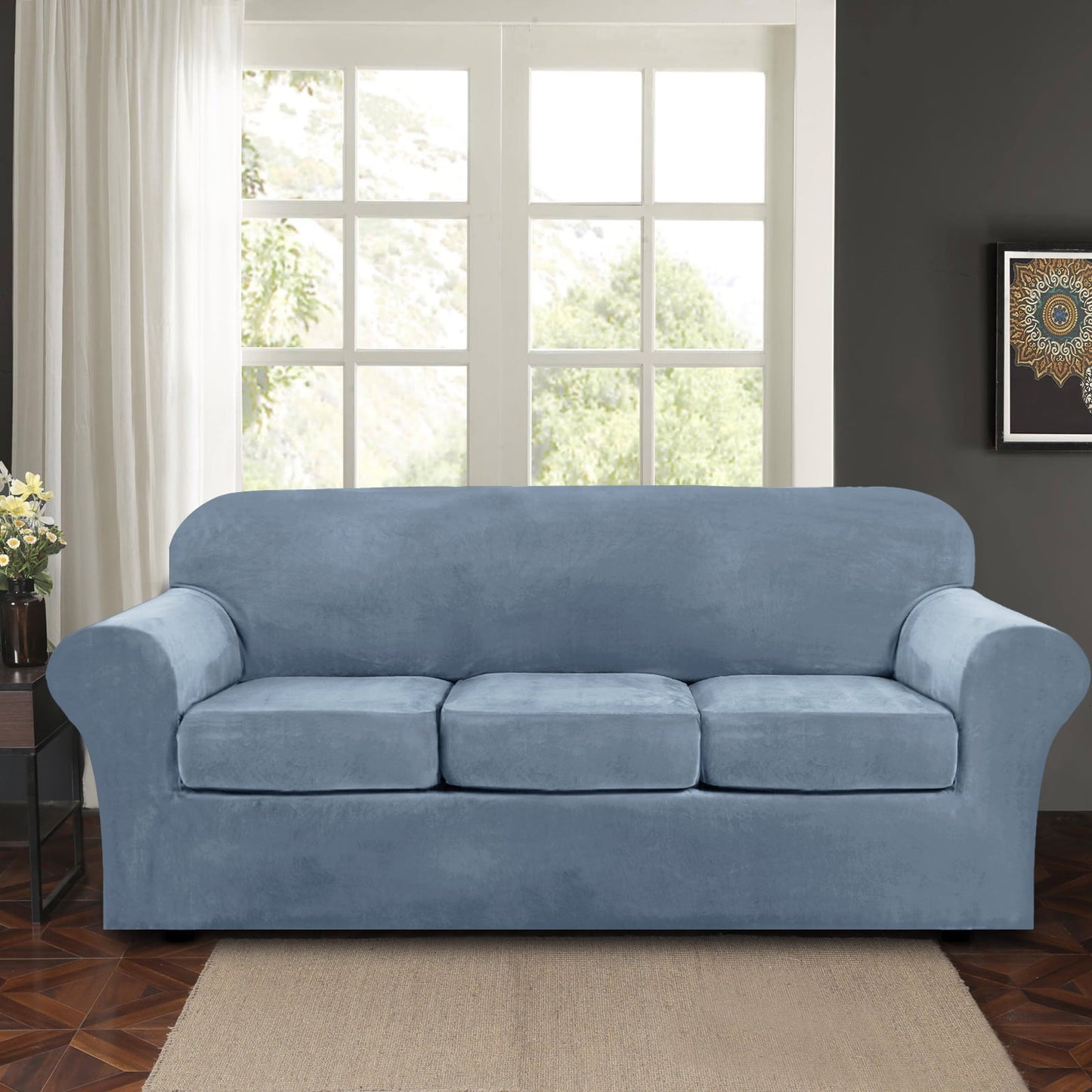 Sofa Covers for 3 Seaters (Base Cover Plus 3 Individual Cushion Covers)