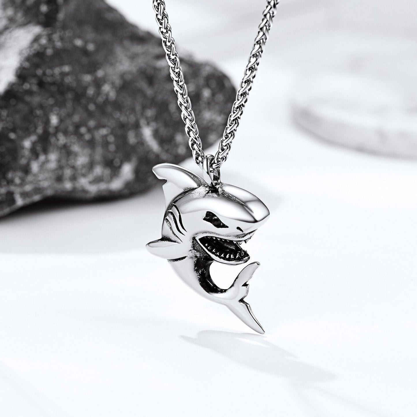 Shark Pendant Chain for Men Stainless Steel Punk Necklace