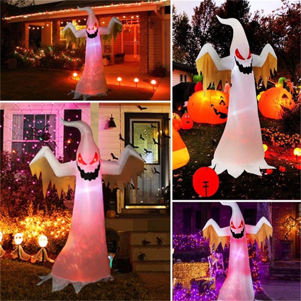 8 Ft Halloween Inflatables Red Eye Ghost w/  Color Changing LEDs