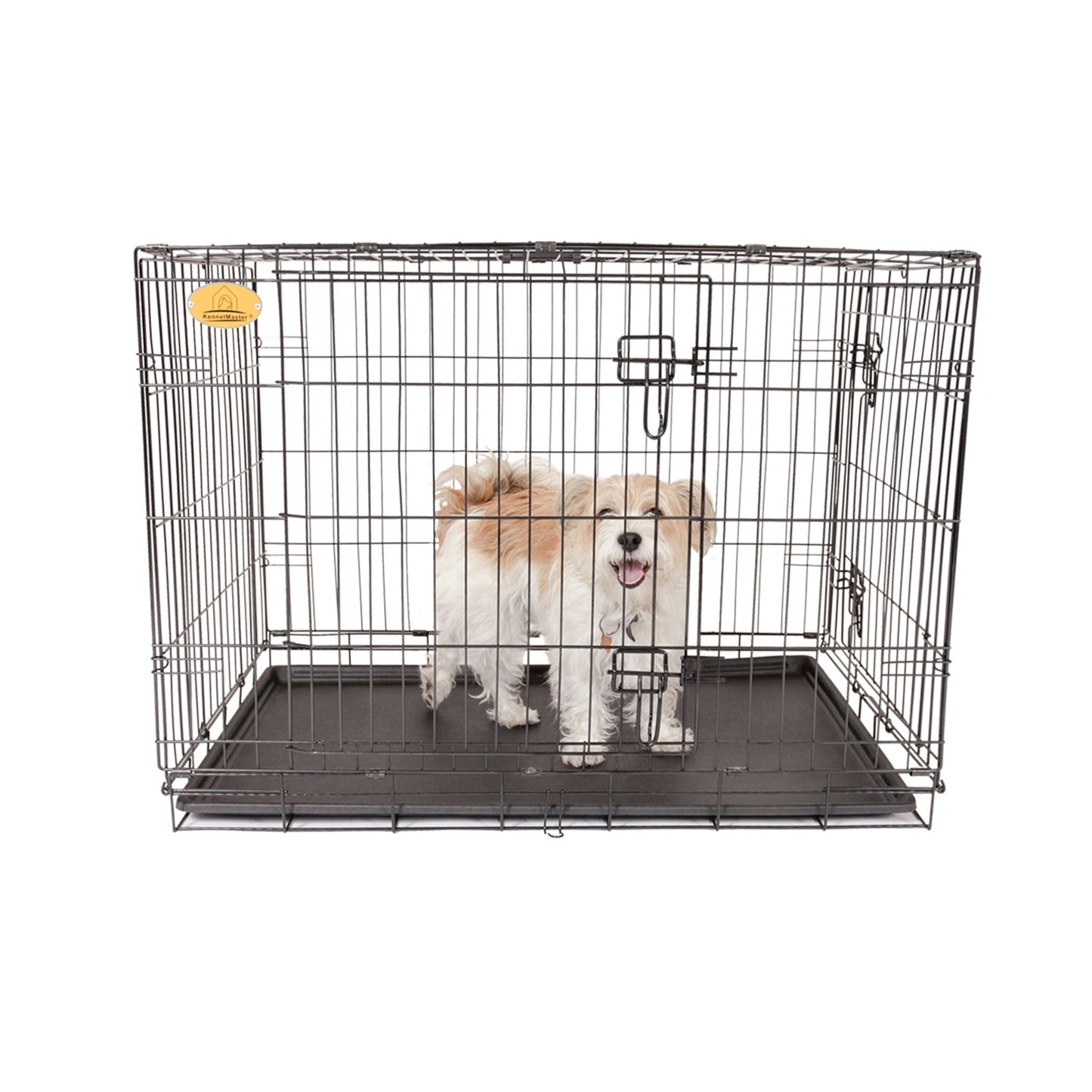 Double Door Folding Wire Dog Crate, Black