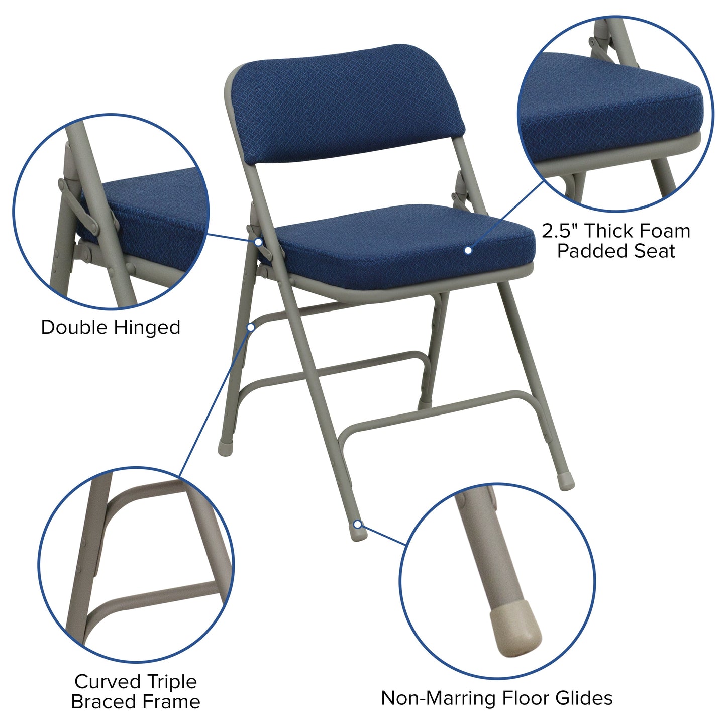 Premium Curved Triple Braced & Double Hinged Folding Chair