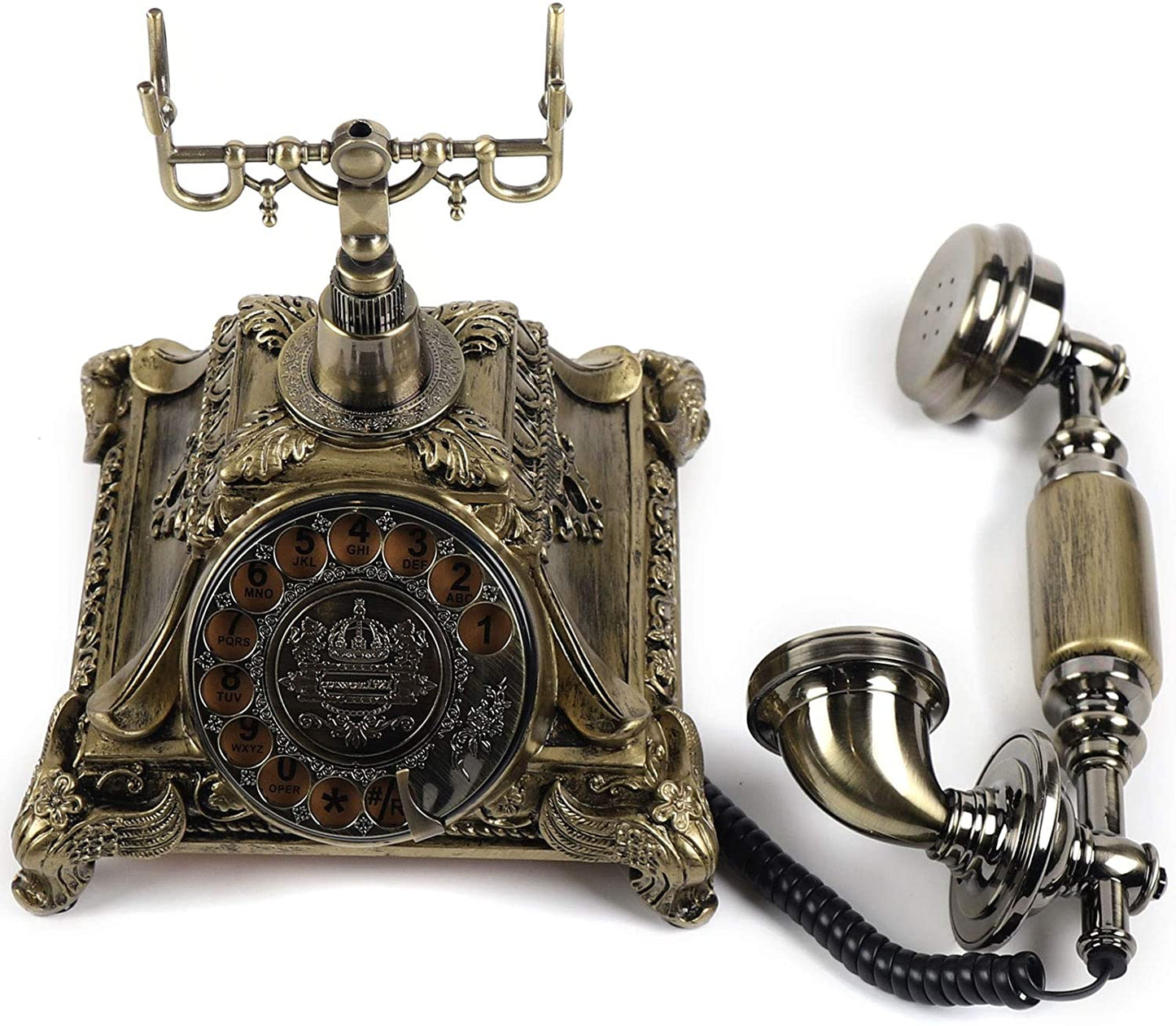 Vintage Desk Telephone Rotary Handset Retro Turntable Dial Phone