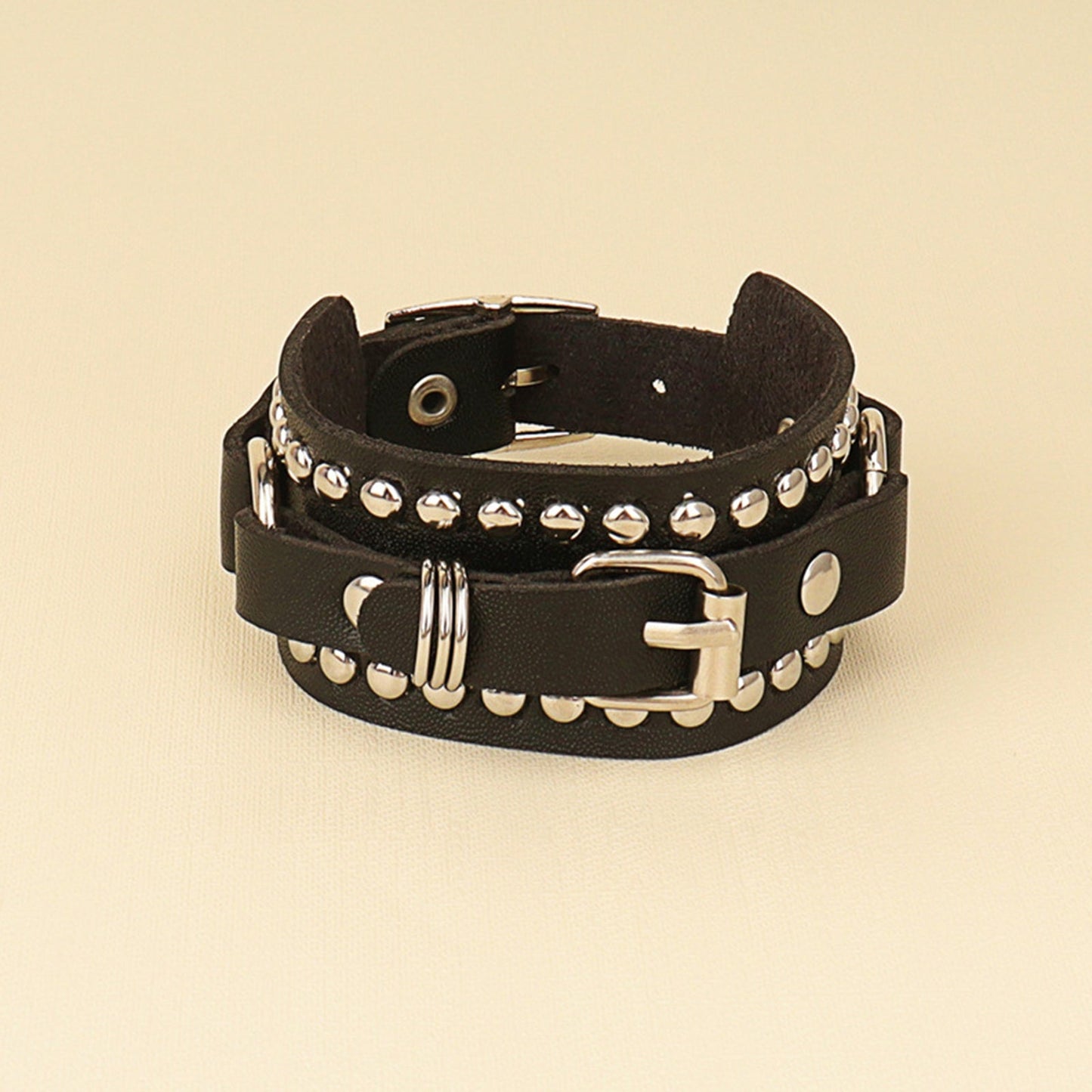 Punk Rock Cuff Wrap Leather Bracelet  for Men/Women
