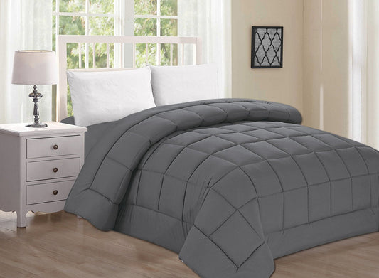 Elegant Double-Filled Comforter HypoAllergenic, King/Cal King, Gray