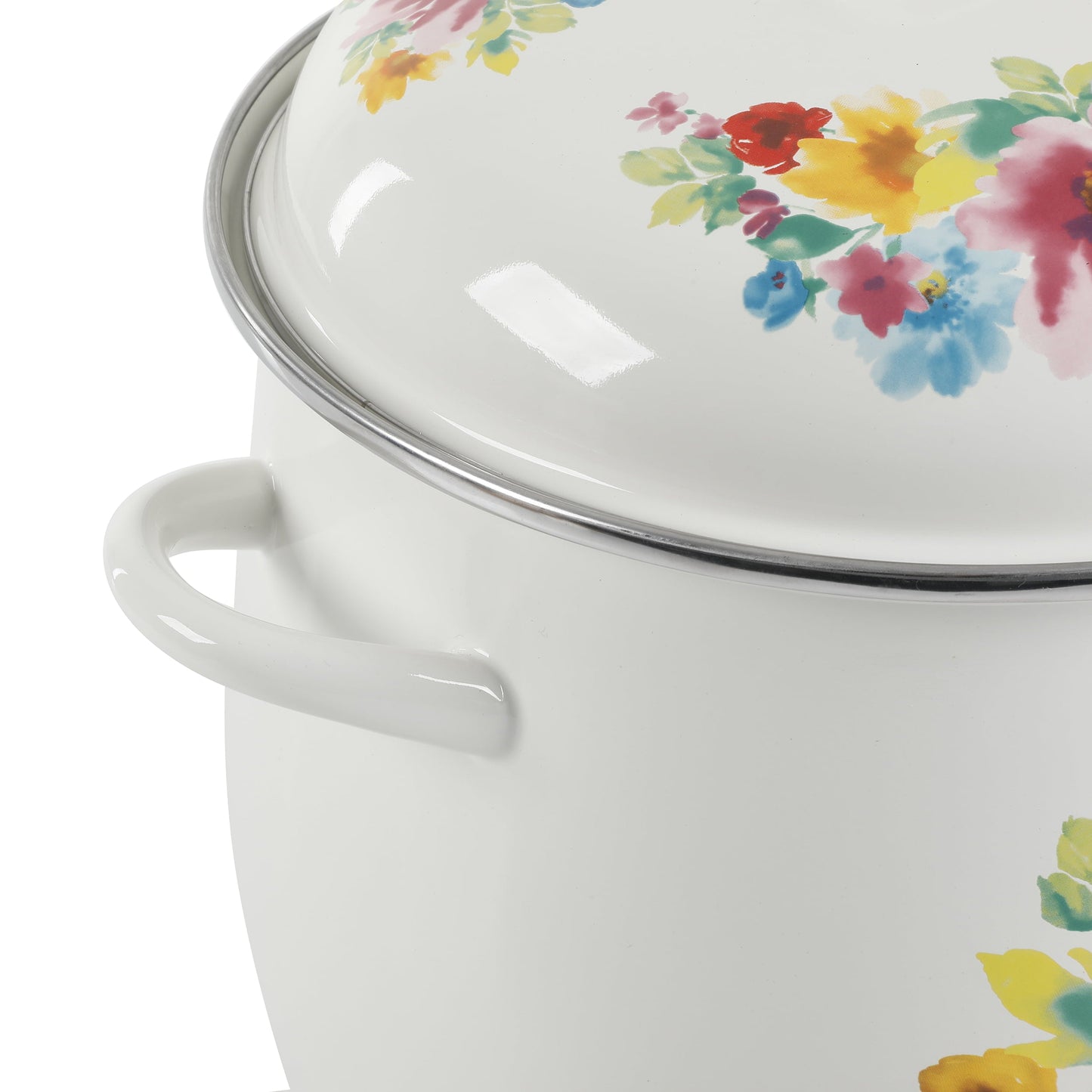 Breezy Blossom Enamel-on-Steel 12-Quart Stock Pot