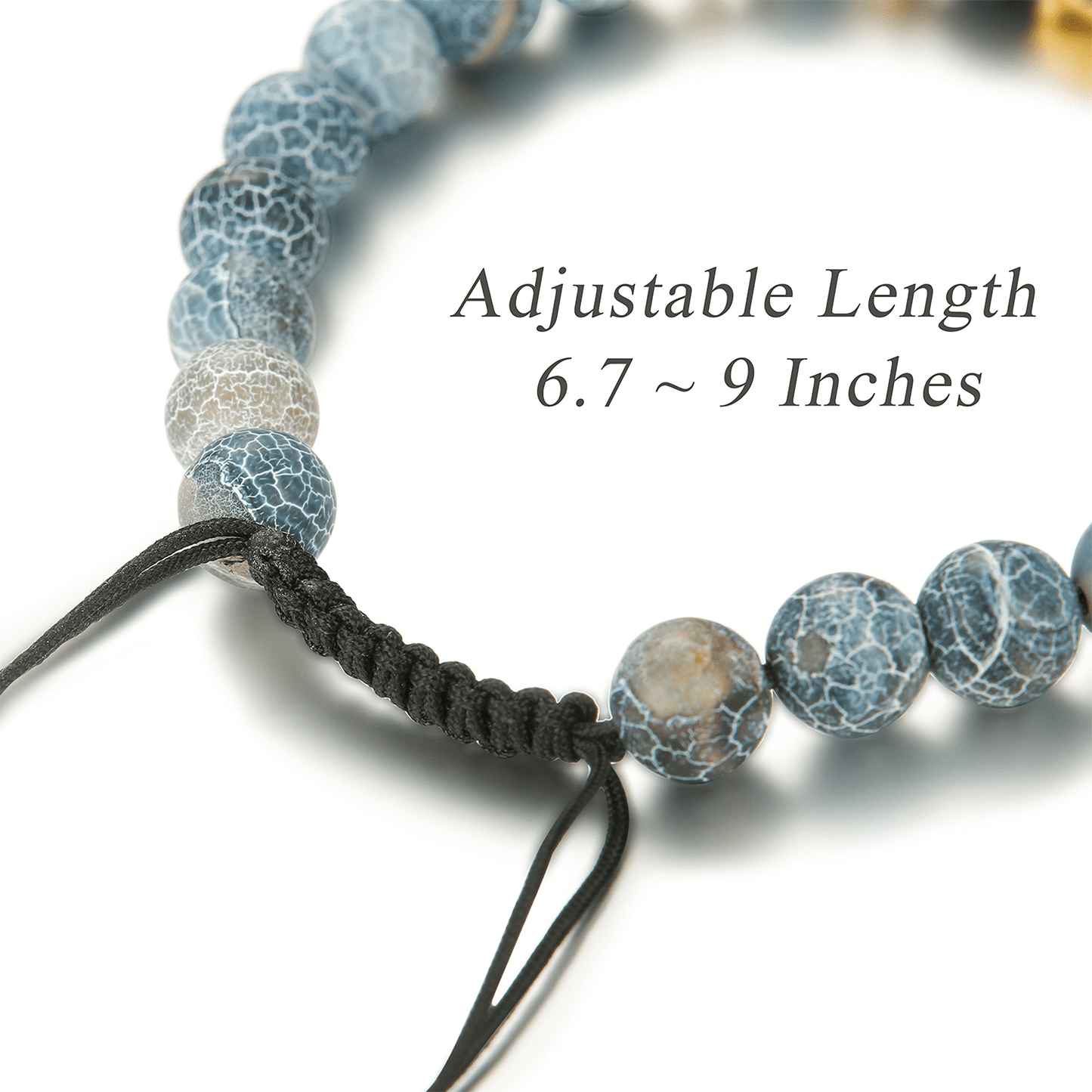 6PCS Mens Bead Bracelets Set Dragon/Lion/Panther Charm Natural Stone Bracelet, 8MM
