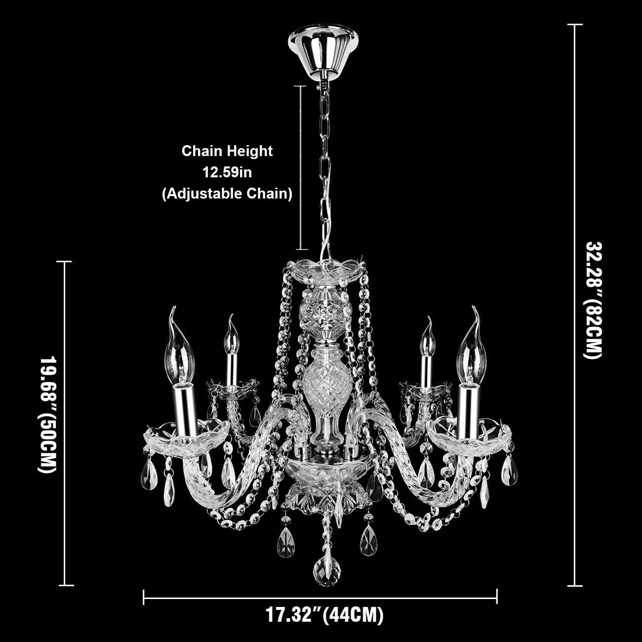 Clear Crystal Chandelier 4 Lights Pendant Ceiling Fixture