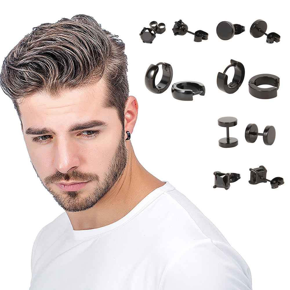 6 Pairs/set Stainless Steel Earrings for Men