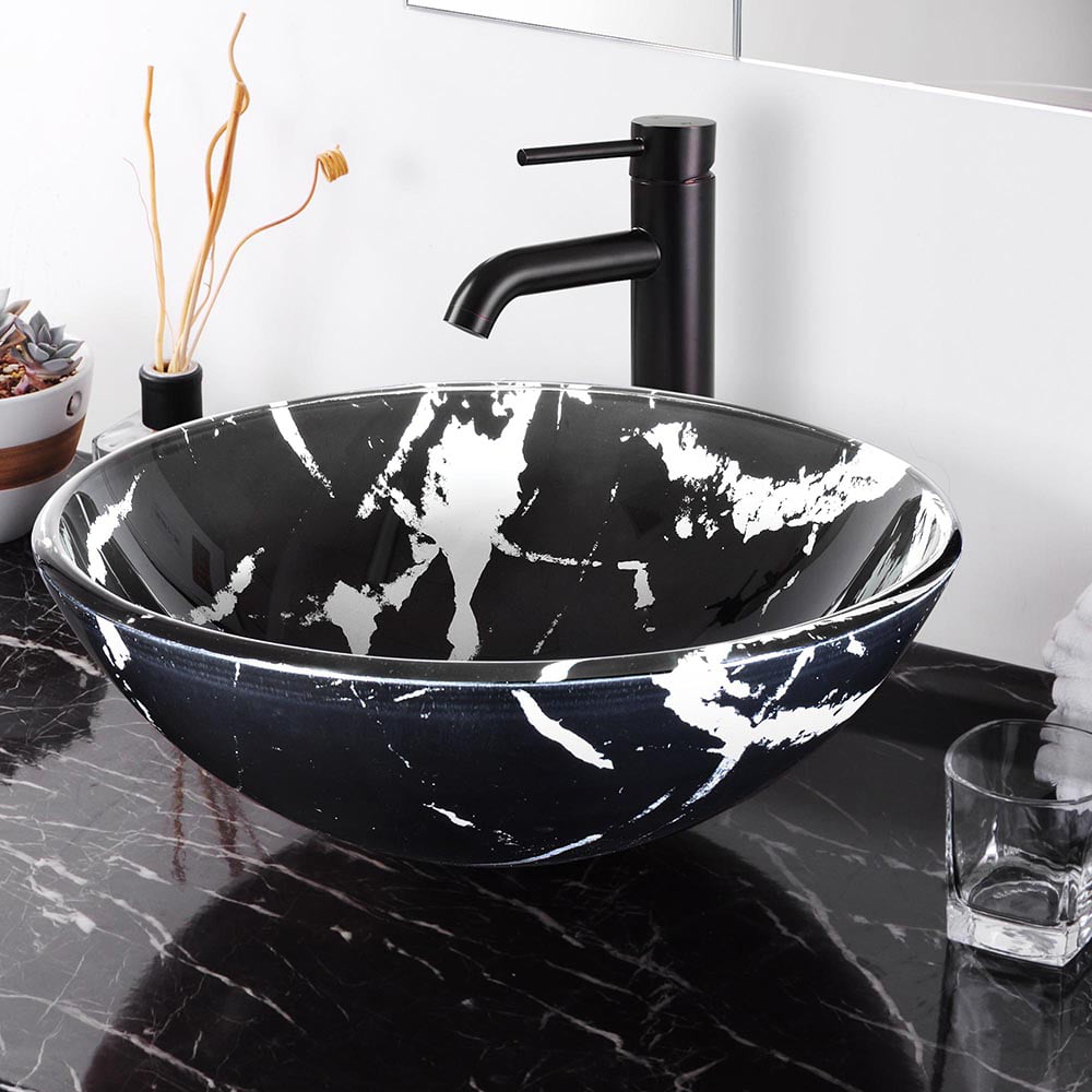 Bathroom Tempered Glass Round Vessel Sink