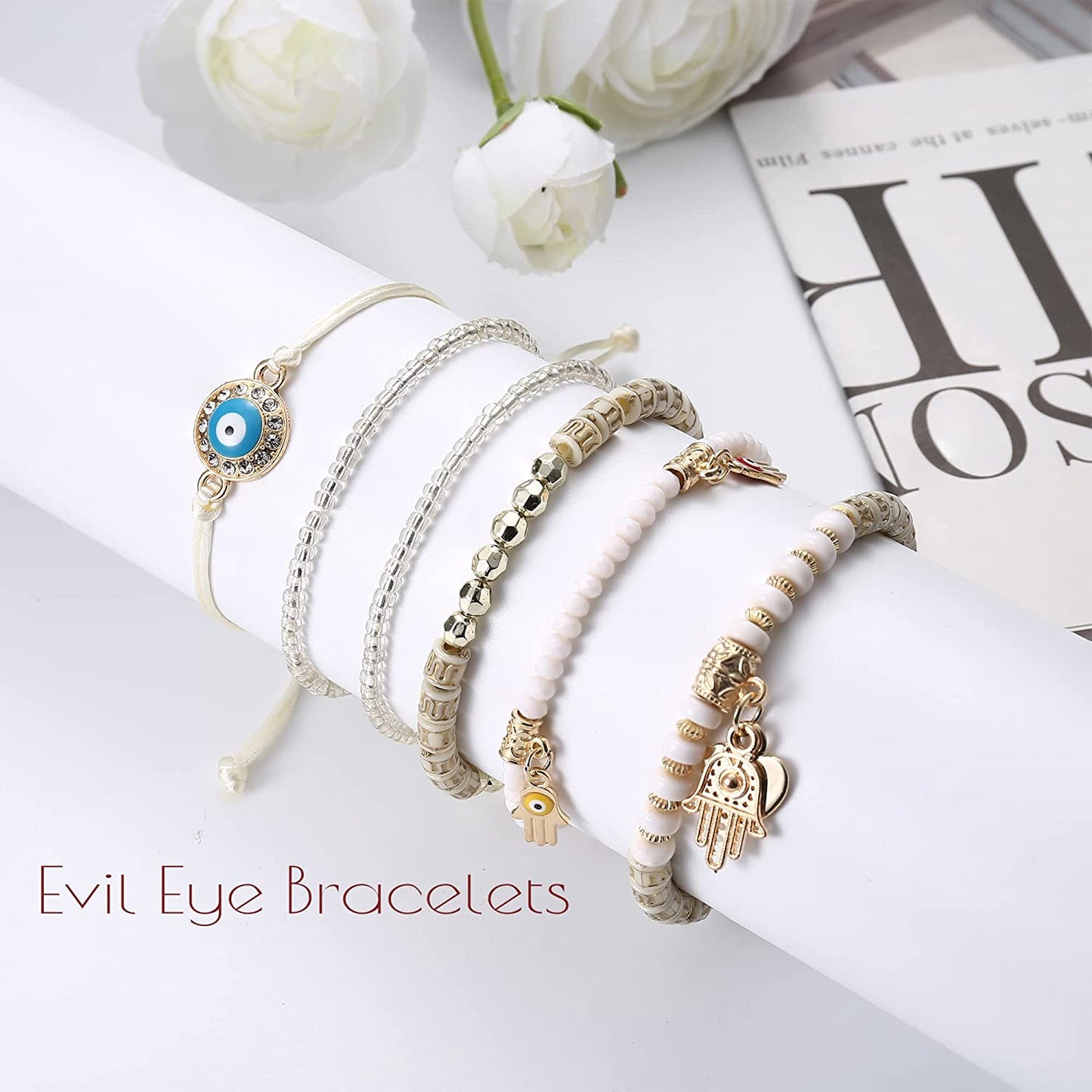 3-6 Sets Bohemian Beaded Multilayer Stretch Stackable Bracelet