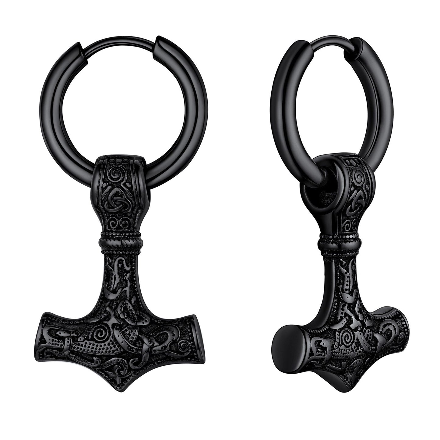 Thor Hammer Ear Drops Norse Viking Earrings for Men/Women