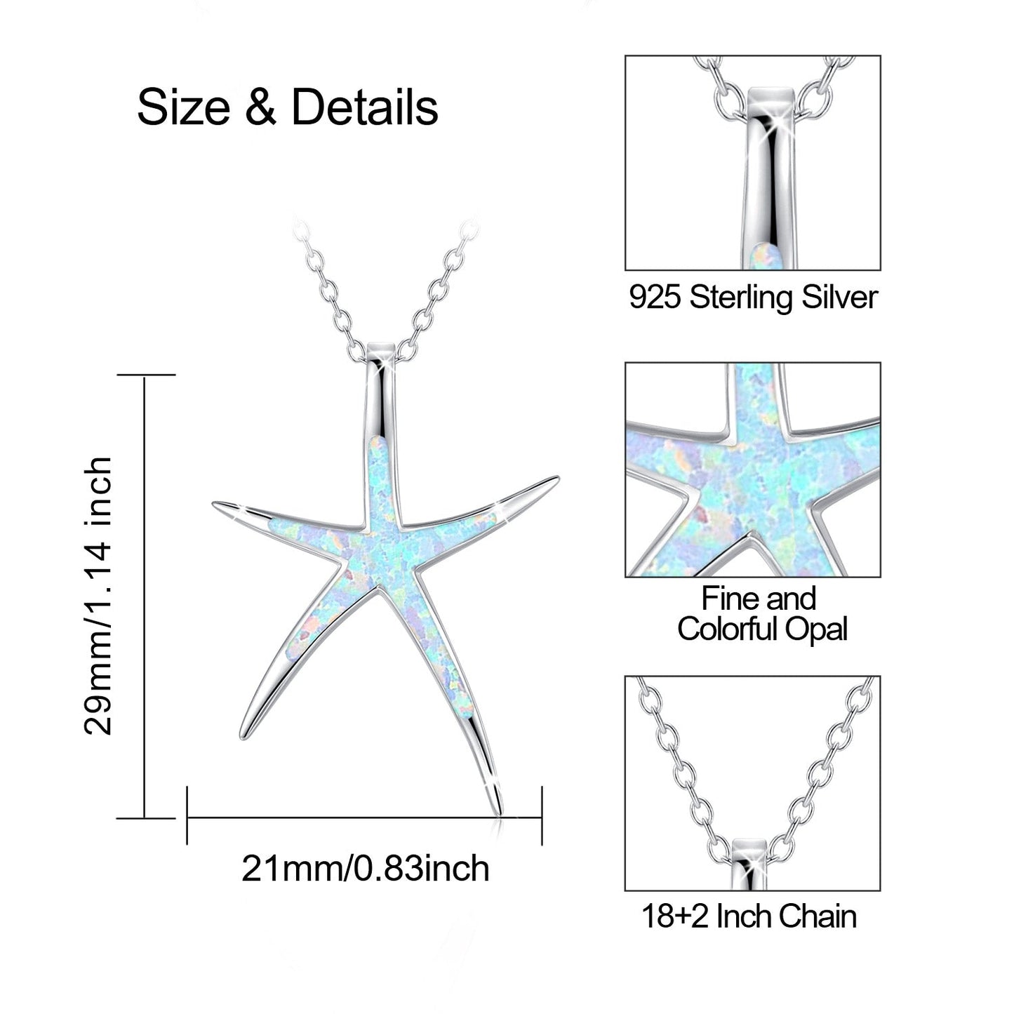 Opal Starfish Necklace Jewelry for Women