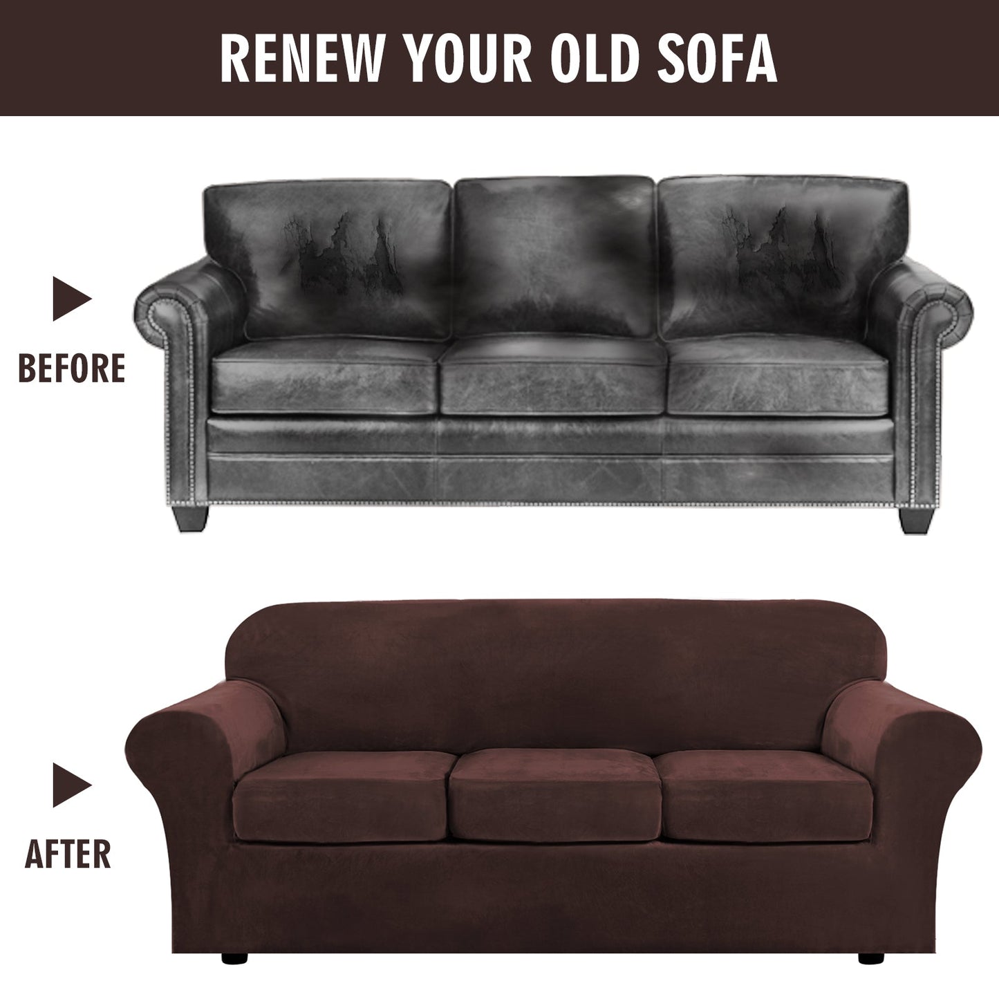Sofa Covers for 3 Seaters (Base Cover Plus 3 Individual Cushion Covers)