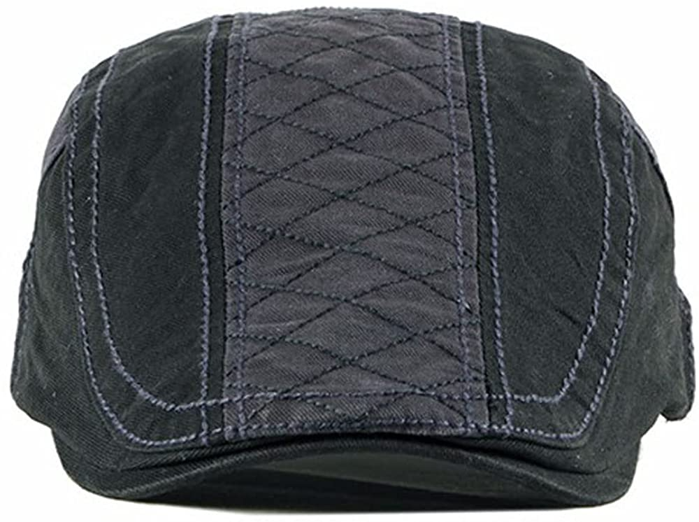 2 Pack Men's Cotton Flat Cap Ivy Gatsby Newsboy Hat (M)