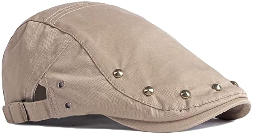 2 Pack Men's Cotton Flat Cap Ivy Gatsby Newsboy Hat (M)