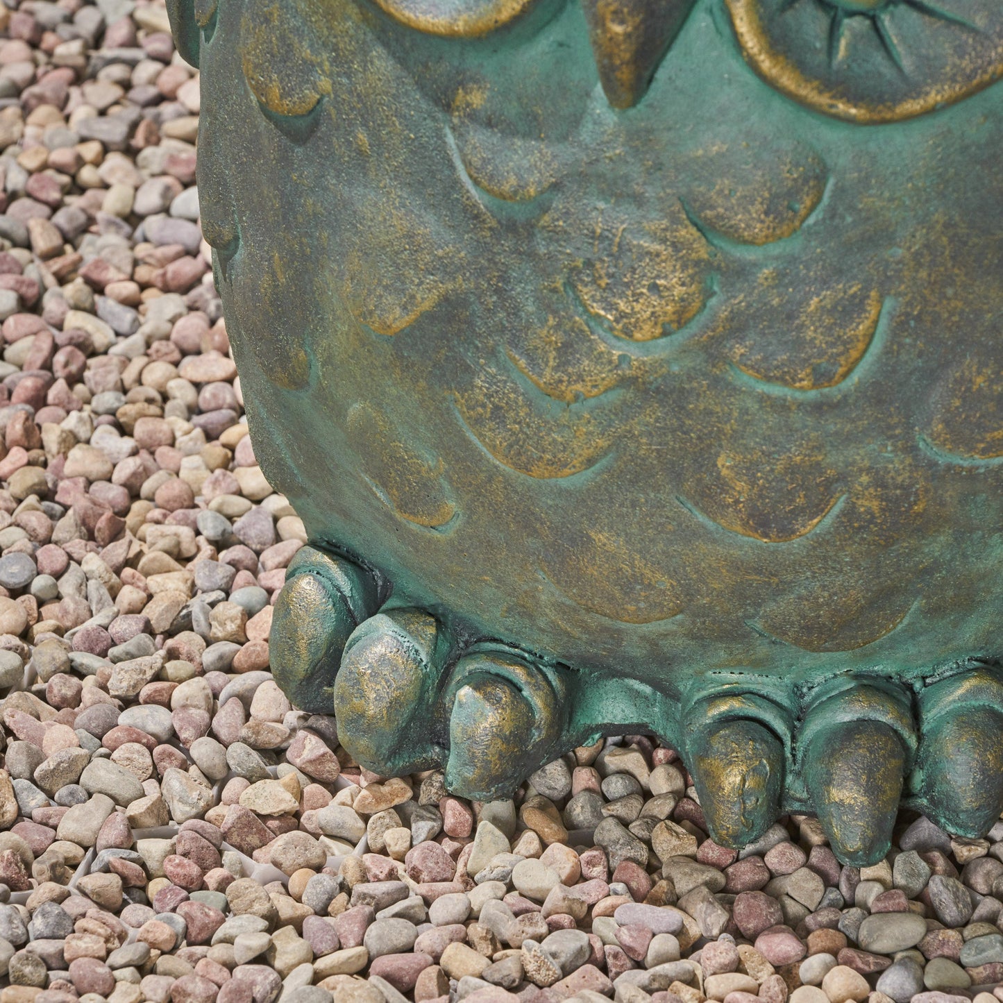 Owl Garden Stool, Lightweight Concrete, Gold Patina Finish