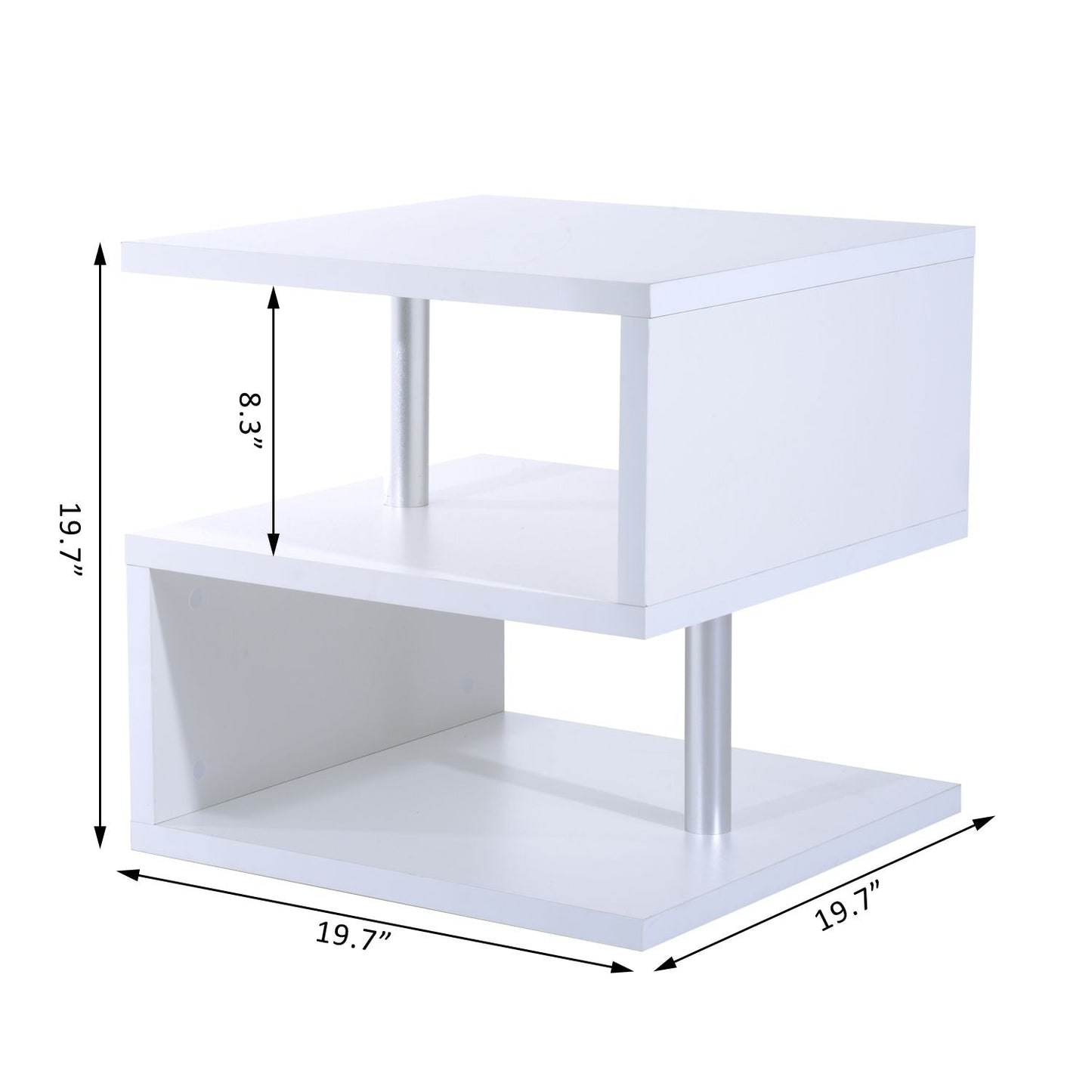 20" Modern Design S-Shaped Multi Level End Table