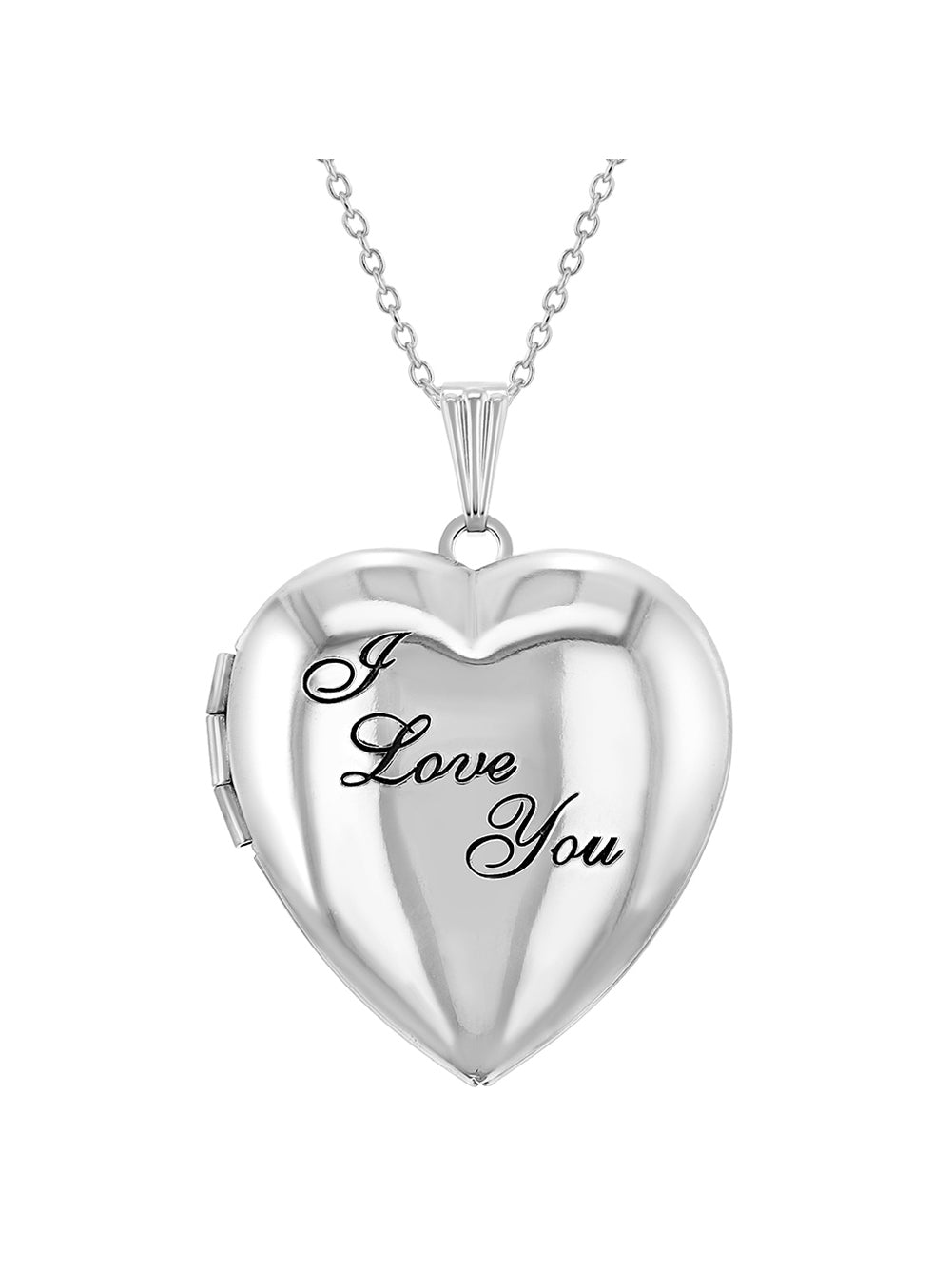 19"I Love You Photo Heart Locket Pendant Necklace