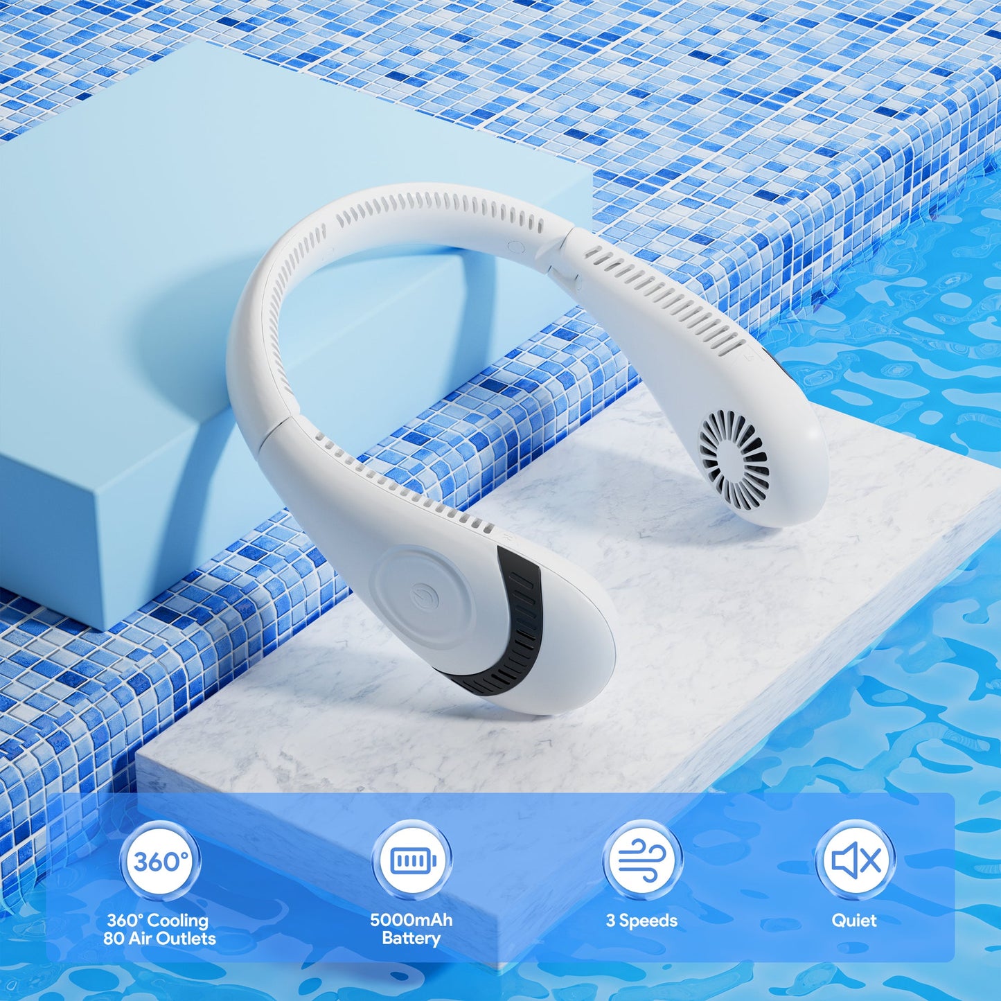 Portable Neck Fan,USB Rechargeable Hands Free Bladeless