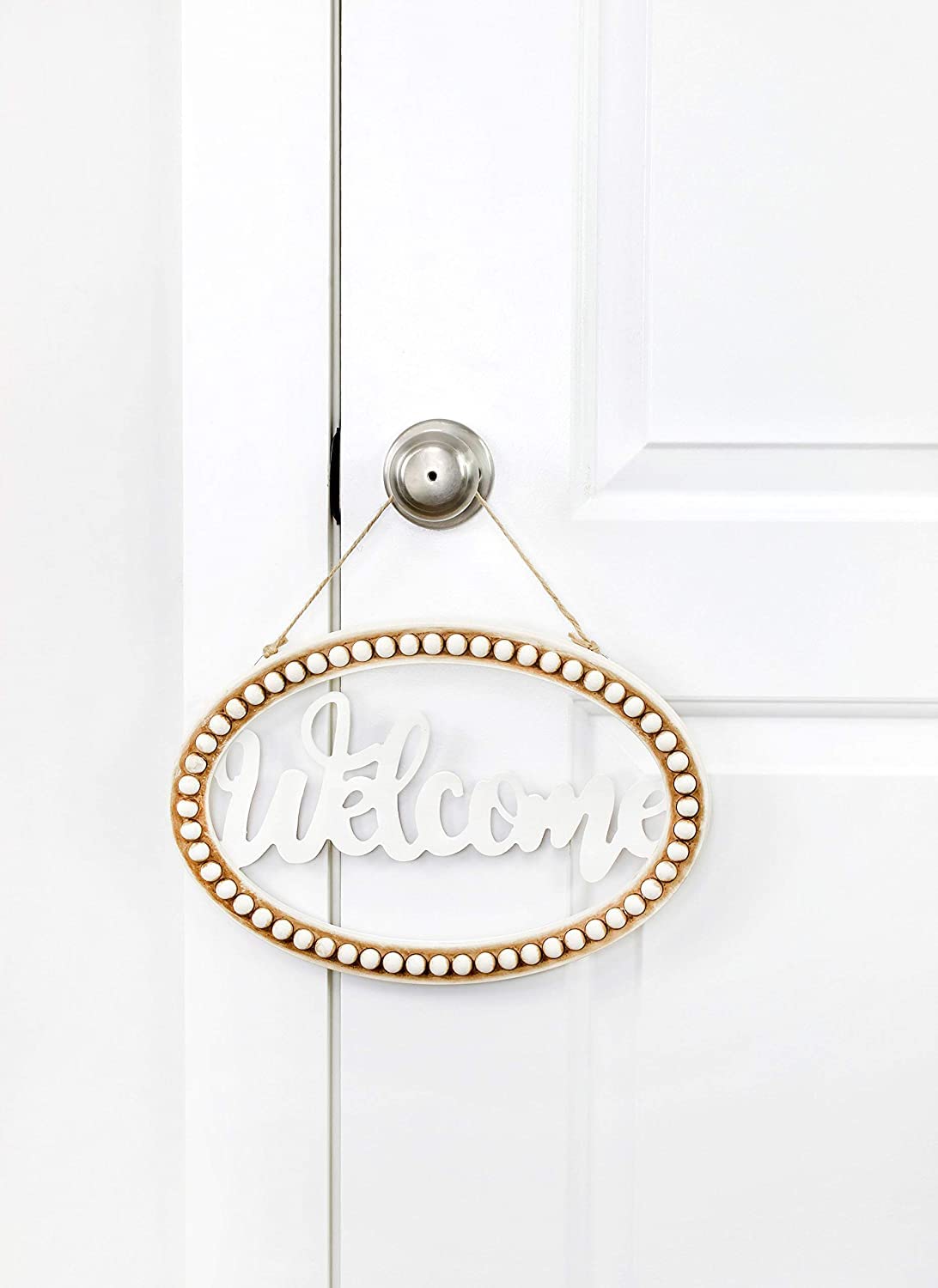 Beaded Wooden Welcome Sign Decoration