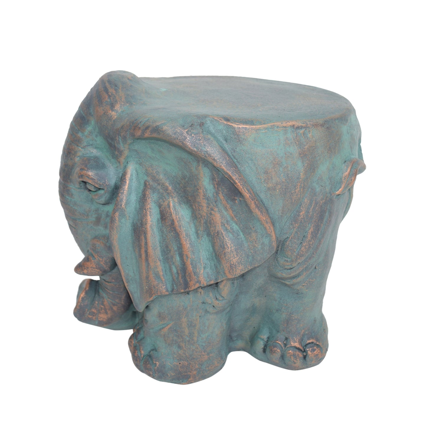 Elephant Garden Stool, Lightweight Concrete, Copper Patina Finish