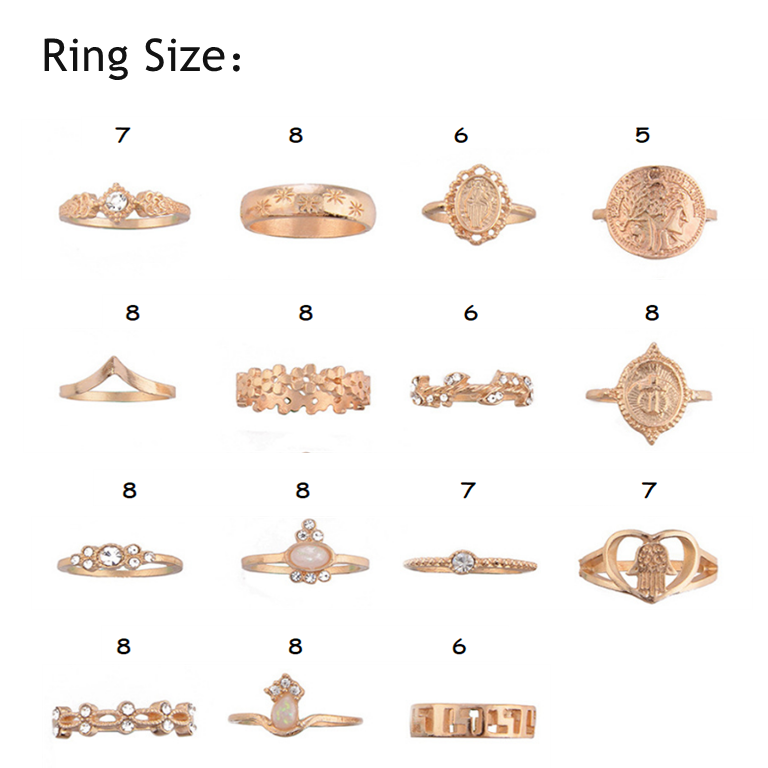 15 Packs Woman Stackable Boho Vintage Rings Set