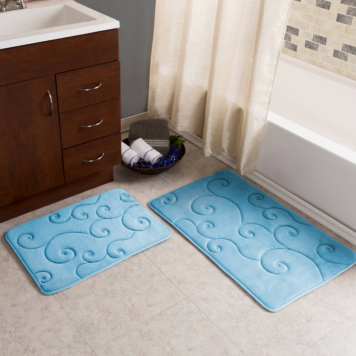 2-Pieces Memory Foam Bath Mat Set